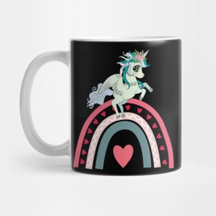 Valentines Day Unicorn Rainbow Heart Mug